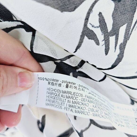 Zara Sheer Floral Button Up Short White L New - Picture 7 of 8